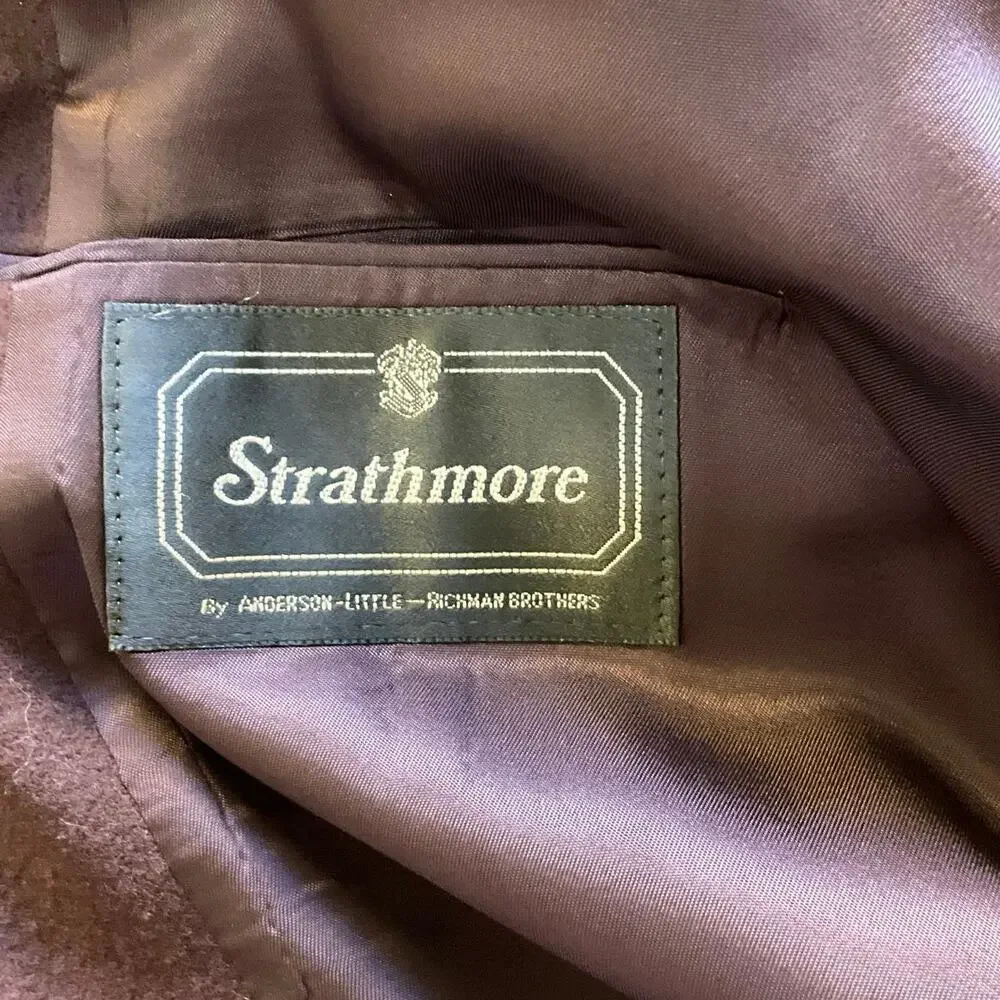 Vintage Strathmore Sport Coat 44R Burgundy 100% Pure Wool Blazer Mens USA